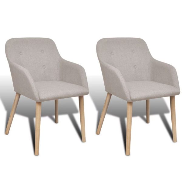Dining Chairs 2 pcs with Oak Frame Fabric