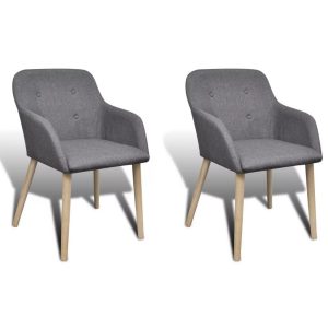 Dining Chairs 2 pcs with Oak Frame Fabric