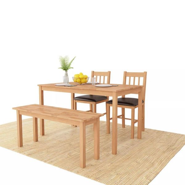 Dining Room Set 4 Pieces Solid Oak