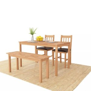 Dining Room Set 4 Pieces Solid Oak