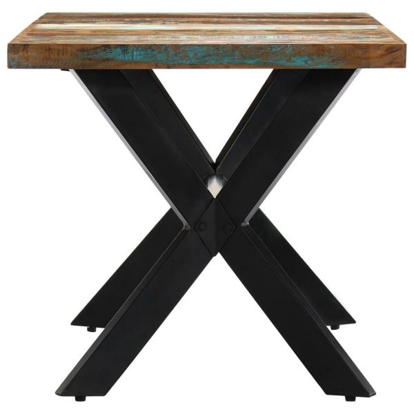 140cm Reclaimed Wood Black X Leg Dining Table