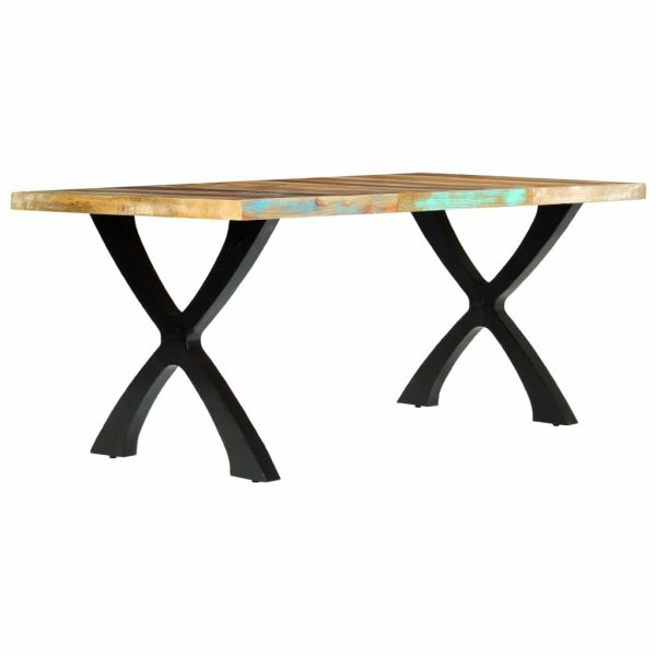Seaside 180cm Reclaimed Wood Dining Table Black X Metal Legs