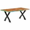 180cm Reclaimed Wood Dining Table Black X Metal Legs