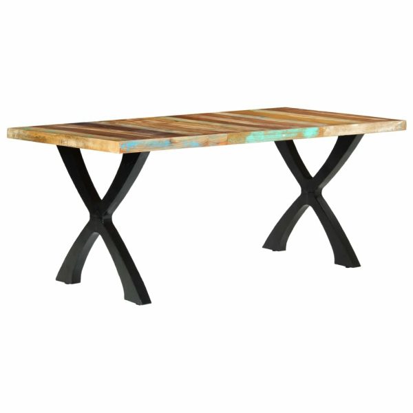 Seaside 180cm Reclaimed Wood Dining Table Black X Metal Legs