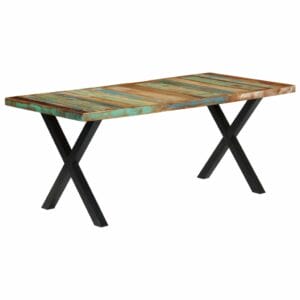 180cm Reclaimed Dining Table X Black Metal Leg & Solid Wood Top