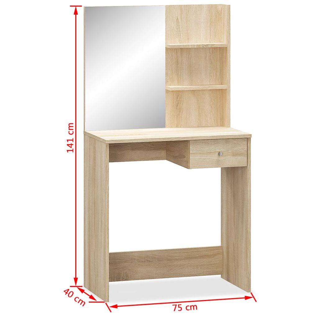 Dressing Table Chipboard 75x40x141 cm Oak