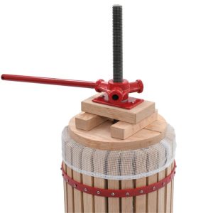Fruit and Wine Press with Cloth Bag 30 L Oak Wood