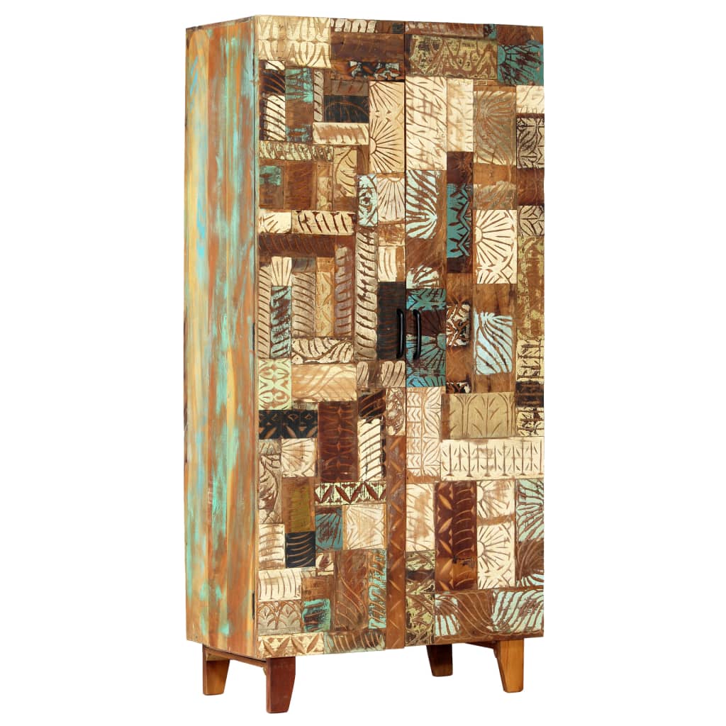 Hand Carved Highboard 85x45x180 cm Solid Reclaimed Wood