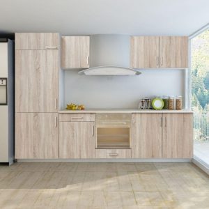 Kitchen Cabinet Unit Built-in Fridge 7 Pieces Oak Look