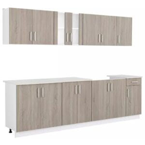 Kitchen Cabinet with Sink Base Unit 8 Pieces Oak Look