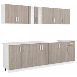 Kitchen Cabinet with Sink Base Unit 8 Pieces Oak Look