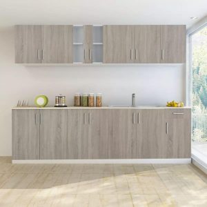 Kitchen Cabinet with Sink Base Unit 8 Pieces Oak Look