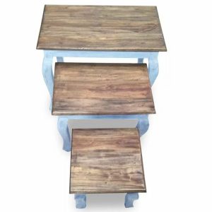 Nesting Table Set 3 Pieces Solid Reclaimed Wood