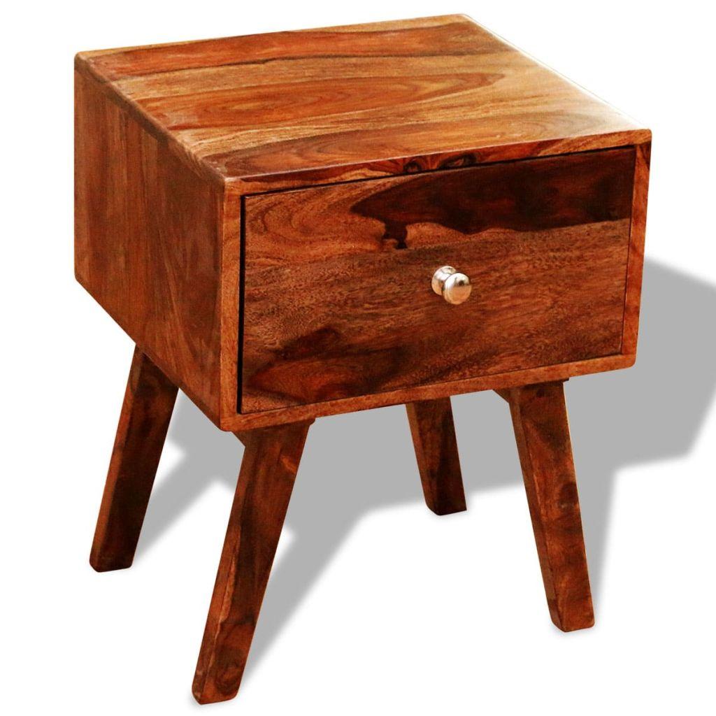 Nightstand 2 pcs with 1 Drawer 55 cm Solid Sheesham Wood