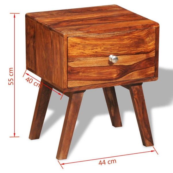 Nightstand 2 pcs with 1 Drawer 55 cm Solid Sheesham Wood