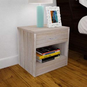 Nightstand 2 pcs with Drawer Oak Colour