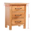 Nightstand with 3 Drawers 40x30x54 cm Solid Oak Wood