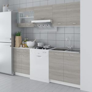 Oak Look Kitchen Cabinet Unit 5 pcs 200 cm