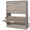 Wooden Shoe Cabinet Oak Look with 2 Compartments