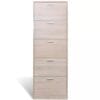 Oak Look Wooden Shoe Cabinet with 5 Compartments