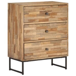 3 Drawer Low Chest Reclaimed Teak Wood 60x30x75cm