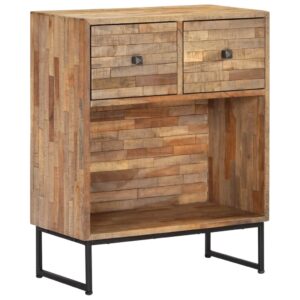 2 Drawer Mini Sideboard & Display Reclaimed Teak Wood 60x30x75cm