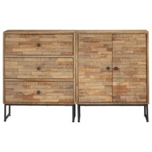 Sideboard Set 2 Pieces Reclaimed Teak Wood