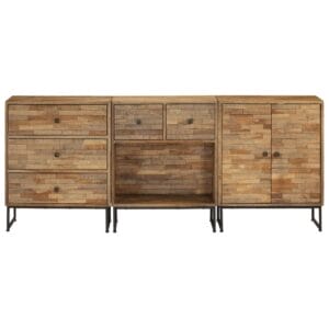 Reclaimed Teak Wood Sideboards Set Of 3 Pieces.