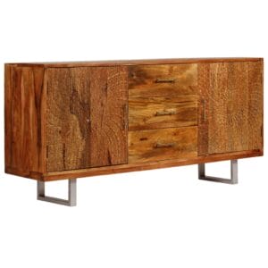 Sideboard Solid Acacia Wood with Carved Doors 158x40x75 cm