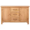 Sideboard with 3 Drawers 110x33.5x70 cm Solid Oak Wood
