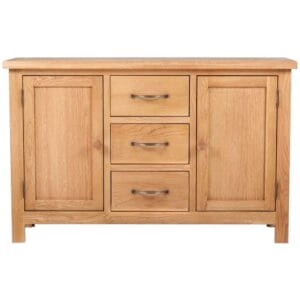 Sideboard with 3 Drawers 110x33.5x70 cm Solid Oak Wood