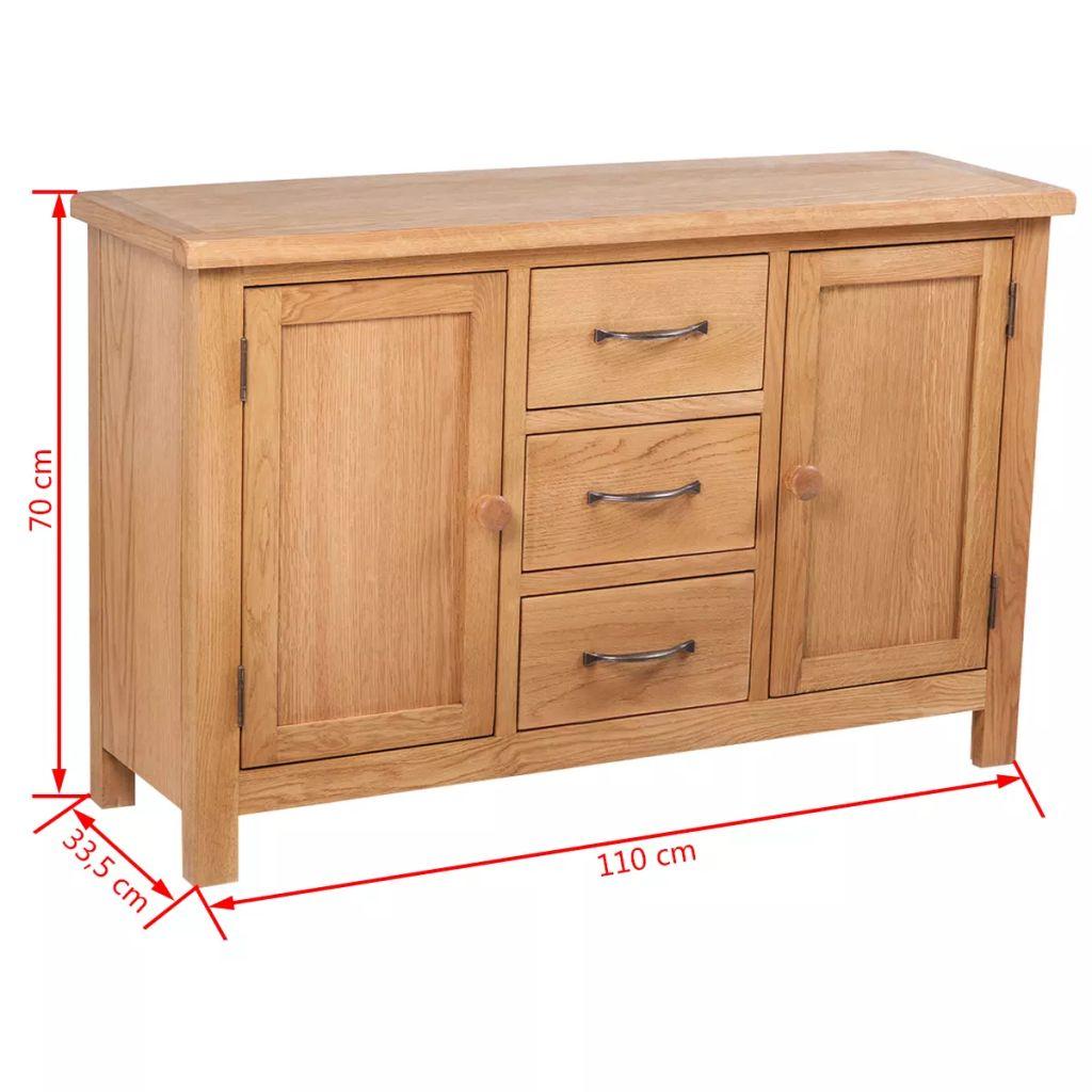 Sideboard with 3 Drawers 110x33.5x70 cm Solid Oak Wood