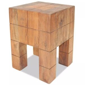 Stool Solid Reclaimed Wood 28x28x40 cm