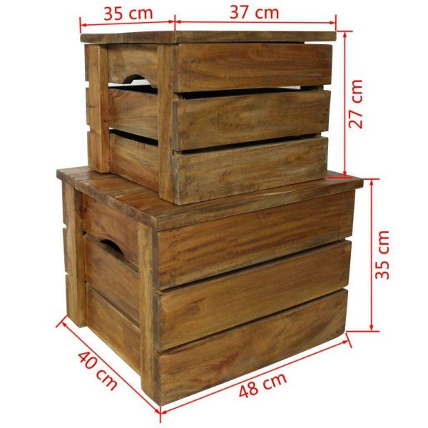 Storage Crate Set 2 Pieces Solid Reclaimed Wood