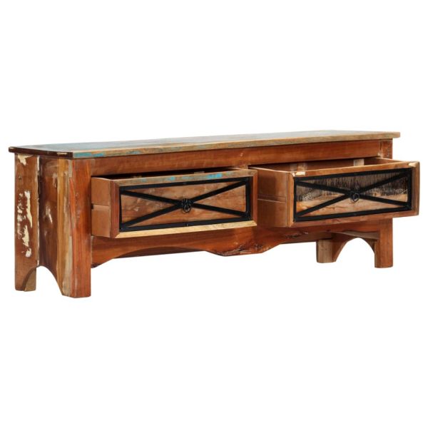 120cm Traditional Style TV Unit with 2 Drawers Reclaimed Wood