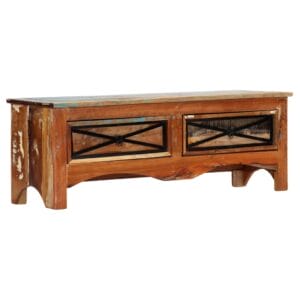 120cm Traditional Style TV Unit with 2 Drawers Reclaimed Wood