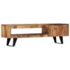 Modern Large TV Unit Metal Feet & Solid Sheesham Wood 140cm