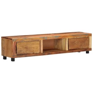 Low Wide Large TV Stand Unit 150cm Solid Reclaimed Wood