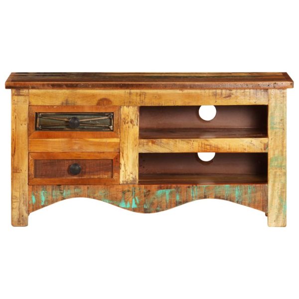 Vintage Style TV Stand Unit 80cm Solid Reclaimed Wood