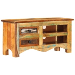 Vintage Style TV Stand Unit 80cm Solid Reclaimed Wood