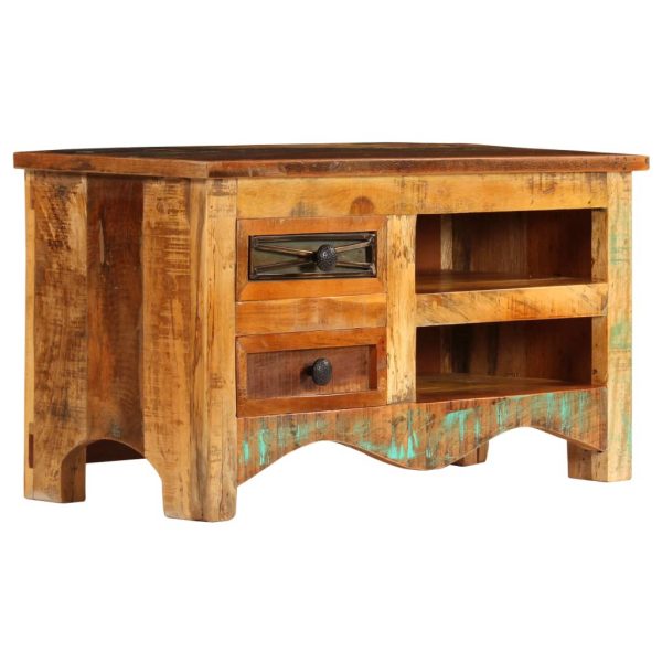 Vintage Style TV Stand Unit 80cm Solid Reclaimed Wood