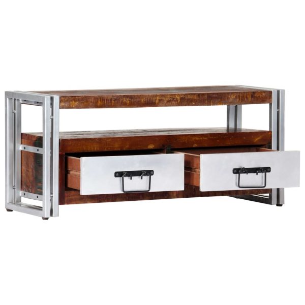 Industrial Style TV Unit 90cm Metal Frame & Solid Reclaimed Wood