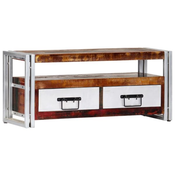 Industrial Style TV Unit 90cm Metal Frame & Solid Reclaimed Wood