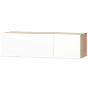 TV Cabinet Chipboard 120x40x34 cm High Gloss White and Oak