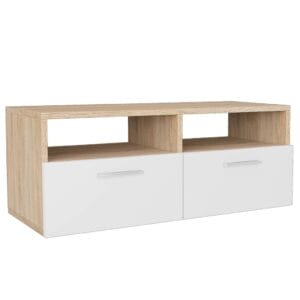 TV Cabinet Chipboard 95x35x36 cm Oak and White