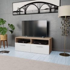TV Cabinet Chipboard 95x35x36 cm Oak and White