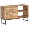 Small Industrial TV Unit Reclaimed Teak Light Wood Finish 90cm