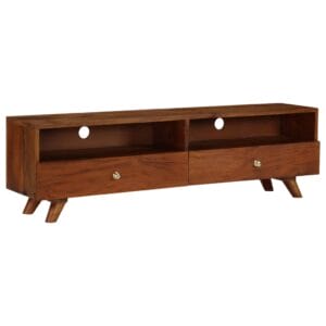 Wide Retro TV Stand Unit Solid Reclaimed Wood 140cm