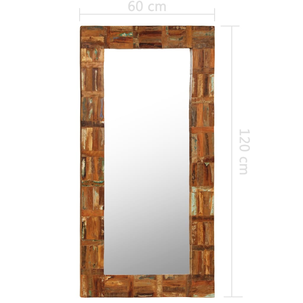 Wall Mirror Solid Reclaimed Wood 60x120 cm