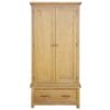 Wardrobe with 1 Drawer 90x52x183 cm Solid Oak Wood